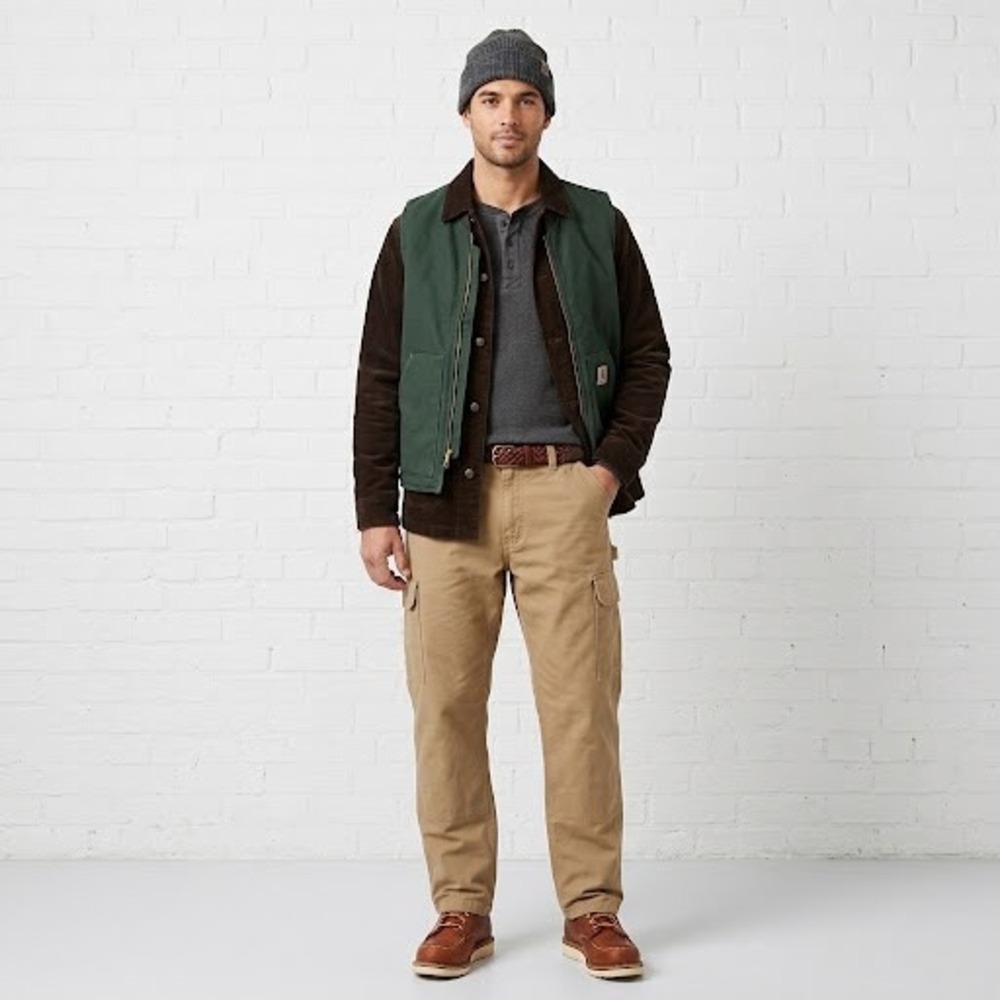 CARHARTT Mens Tan Cotton Duck Canvas Cargo Work Pants 34x28 Rugged Gorpcore Y2K